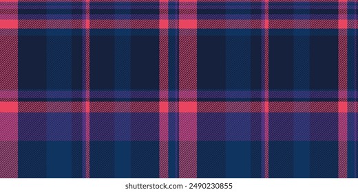 Identity fabric seamless background, mockup textile check texture. Golf plaid vector pattern tartan in dark and blue colors palette.