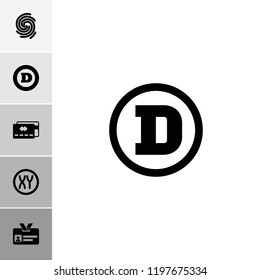 Identity icon. collection of 6 identity filled icons such as d letter, credit card, finger print, xy. editable identity icons for web and mobile.