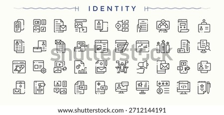 Identity icon collection. Includes symbols for id, bio, identify, biometric, person, fingerprint and more. Biometric modern icon set. Isolated icons. Art and illustration.