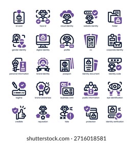 Paquete de iconos de identidad para su Sitio web, móvil, presentación y diseño de logotipo. Icono de identidad de diseño de doble tono. Ilustración gráfica de Vector y trazo editable.