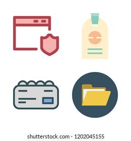 identity icon set. vector set about folder, business card, shield and id icons set.