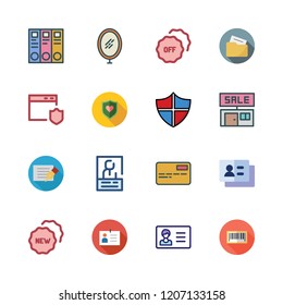 identity icon set. vector set about archive id, id card, sale id and business card icons set.
