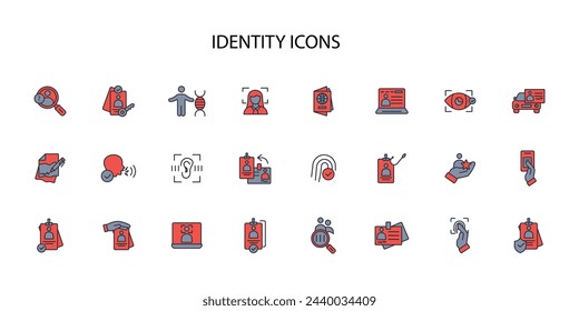icono de identidad set.vector.Trazo editable.signo de estilo lineal para el uso de diseño web,logo.Ilustración de símbolo.
