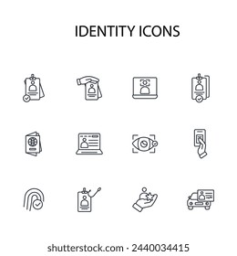 icono de identidad set.vector.Trazo editable.signo de estilo lineal para el uso de diseño web,logo.Ilustración de símbolo.