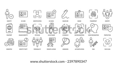 Identity icons set. Set of editable stroke icons.Vector set of Identity