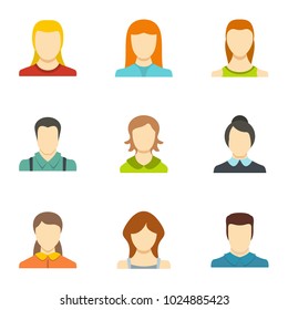 Identity icons set. flat set of 9 identity vector icons for web isolated on white background