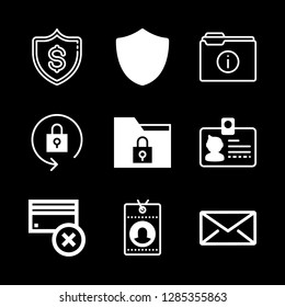 identity icons set with lock, shield and folder vector set