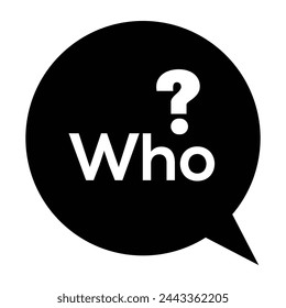 Identity Inquiry: Who Icon. Question identity with this 'who' icon, perfect for illustrating inquiries and identifying individuals.