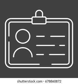 Identity line icon, id and identification, vector graphics, a linear pattern on a black background, eps 10.