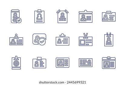 Identity line icon set. Editable stroke. Vector illustration. Containing identification, id card, student card, visitor, identity, identity card, poster.