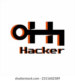 Identity logo design for Hacker. Illustration of letter H with lock on letter F.