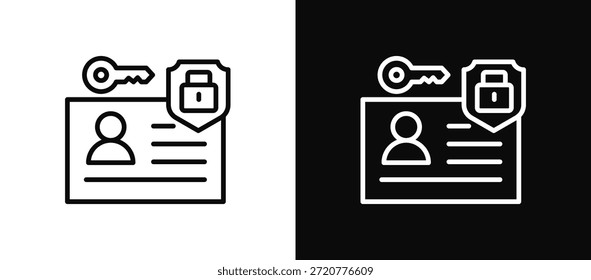 Conjunto De Ícones De Gerenciamento De Identidades Em Preto-E-Branco