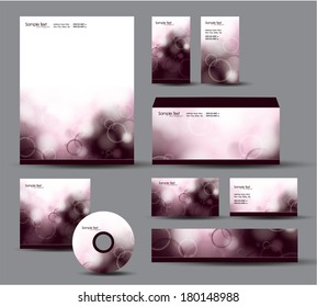 Identity Package. Letterhead, Business Cards, Envelope, CD/DVD Cover, Bookmark. Eps10.