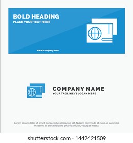 Identity, Pass, Passport, Shopping SOlid Icon Website Banner and Business Logo Template