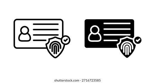 Conjunto de iconos de protección de identidad. Un ícono simple que representa una tarjeta de identidad con verificación de acceso seguro. Ilustración vectorial sobre fondo blanco.