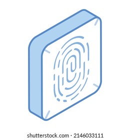 Análisis de identidad, un icono isométrico de la biométrica

