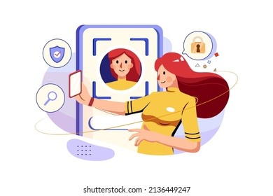 Concepto de Ilustración de seguridad de identidad. Ilustración plana aislada en fondo blanco.