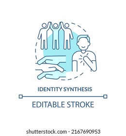 Identity synthesis turquoise concept icon. Sexual orientation. Stage of coming out abstract idea thin line illustration. Isolated outline drawing. Editable stroke. Arial, Myriad Pro-Bold fonts used