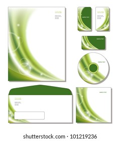 Identity System Template Vector - letterhead, business and gift cards, cd, cd cover, envelope.