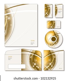 Identity System Template Vector - letterhead, business and gift cards, cd, cd cover, envelope.