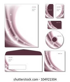 Identity System Template Vector - letterhead, business and gift cards, cd, cd cover, envelope. Vector Design.
