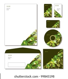 Identity System Template Vector - letterhead, business and gift cards, cd, cd cover, envelope.
