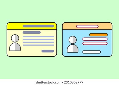 identity tag cartoon Id card icon in comic style 