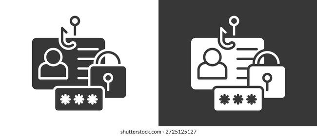 Colección De Vector Del Conjunto Del Icono Del Robo De La Identidad Aislada En Blanco Y Negro