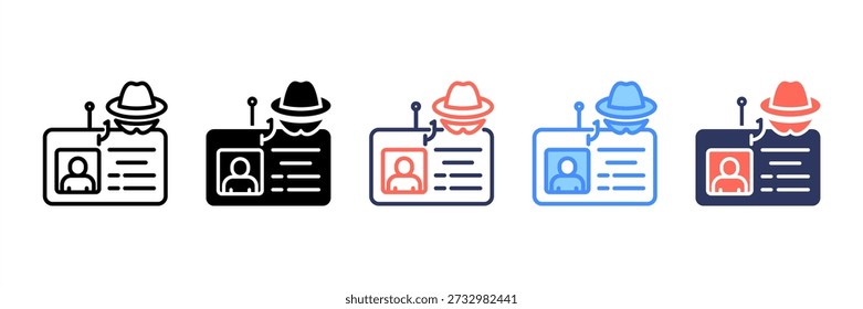 Conjunto de iconos de estilo múltiple de robo de identidad