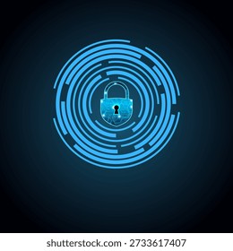 Identity Theft Protection Cybersecurity Digital Identity Protection modern illustration symbolizing cybersecurity and personal data protection, shield security, fingerprint authentication, password