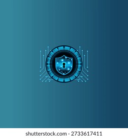 Identity Theft Protection Cybersecurity Digital Identity Protection modern illustration symbolizing cybersecurity and personal data protection, shield security, fingerprint authentication, password