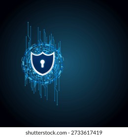 Identity Theft Protection Cybersecurity Digital Identity Protection modern illustration symbolizing cybersecurity and personal data protection, shield security, fingerprint authentication, password