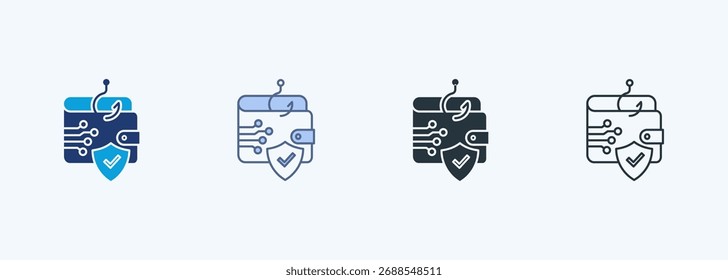 Coleção de ícones de vários estilos de proteção contra roubo de identidade
