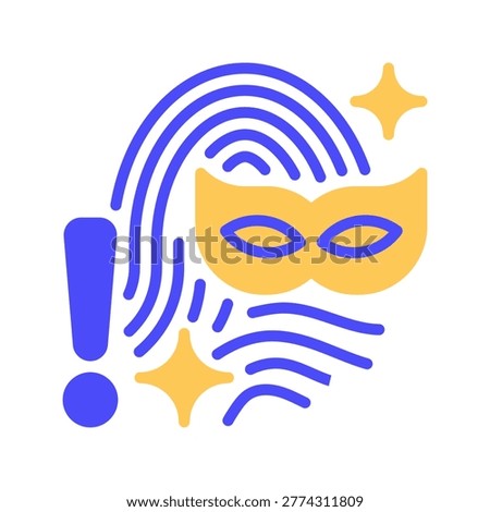 Identity Theft Vector Line Icon for security and technology