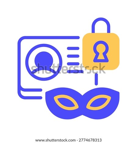 Identity Theft Vector Line Icon for Security and Technology