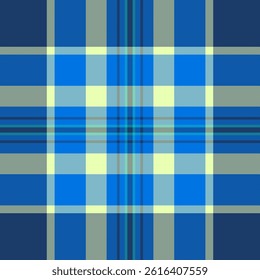Identity vector check background, jersey seamless fabric plaid. Sexual pattern tartan textile texture in cyan and blue colors palette.