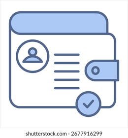 Ilustración vectorial de icono azul de verificación de identidad