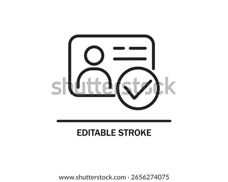 Identity verification card with checkmark for valid authentication and identification confirmed