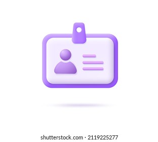 Identity verification card icon. 3d vector illustration on white background. svg