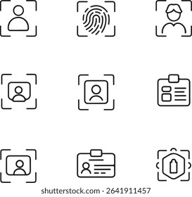 Identity verification icons for user profile, ID, and security authentication.