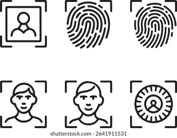 Identity verification icons for user profile, ID, and security authentication.
