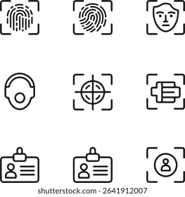 Identity verification icons for user profile, ID, and security authentication.