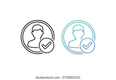 Identity verification, Tick mark free user, account approved icon vector.