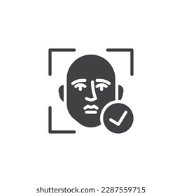 Identity verification vector icon. filled flat sign for mobile concept and web design. Personal face verification glyph icon. Symbol, logo illustration. Vector graphics