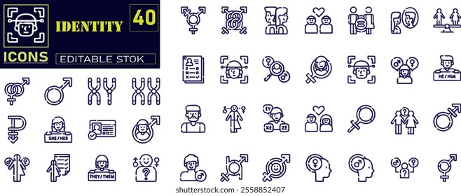 Identity web icons in line style. Verification, document, id card icons .