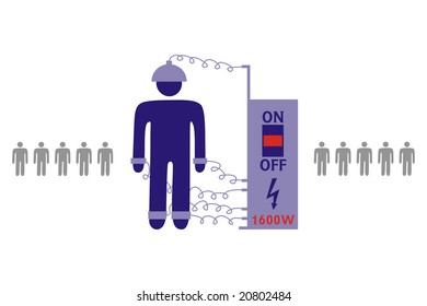 ideogram of character performing shock therapy to shake up ones senses