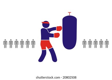 ideogram of character representing cadet in boxing workout training
