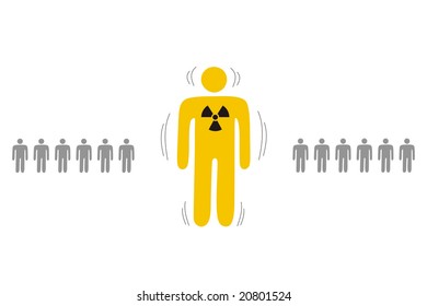 ideogram of a X-ray character glowing radioactive emission