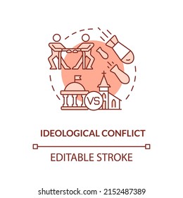 Ideological conflict terracotta concept icon. Lack of global cooperation problem abstract idea thin line illustration. Isolated outline drawing. Editable stroke. Arial, Myriad Pro-Bold fonts used