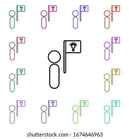 Ideological officer multi color style icon. Simple thin line, outline vector of conferencing icons for ui and ux, website or mobile application
